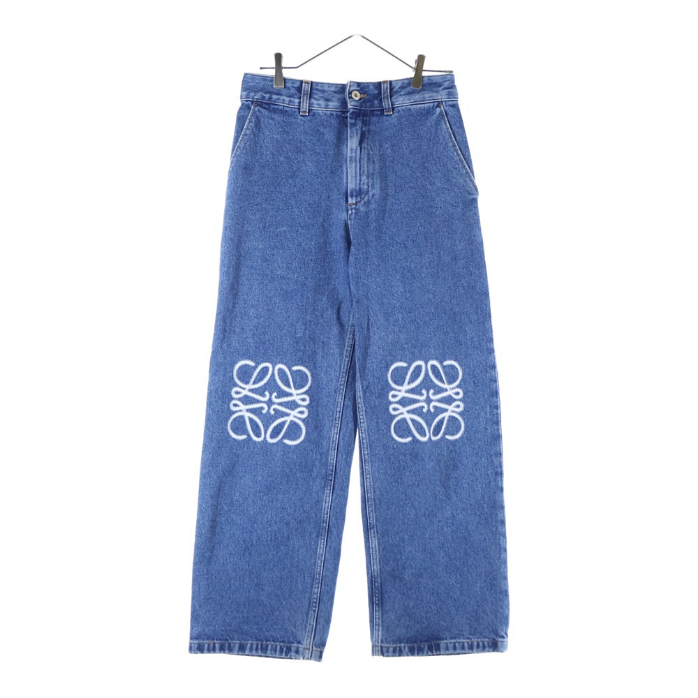 LOEWE(ロエベ) ANAGRAM BAGGY JEANS アナグラム カットアウトロゴ バギー ワイドストレート デニムパンツ ジーンズ インディゴ S359Y11XBR