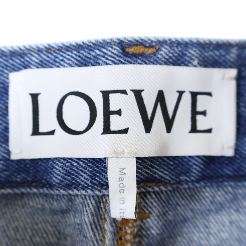 LOEWE(ロエベ) ANAGRAM BAGGY JEANS アナグラム カットアウトロゴ バギー ワイドストレート デニムパンツ ジーンズ インディゴ S359Y11XBR