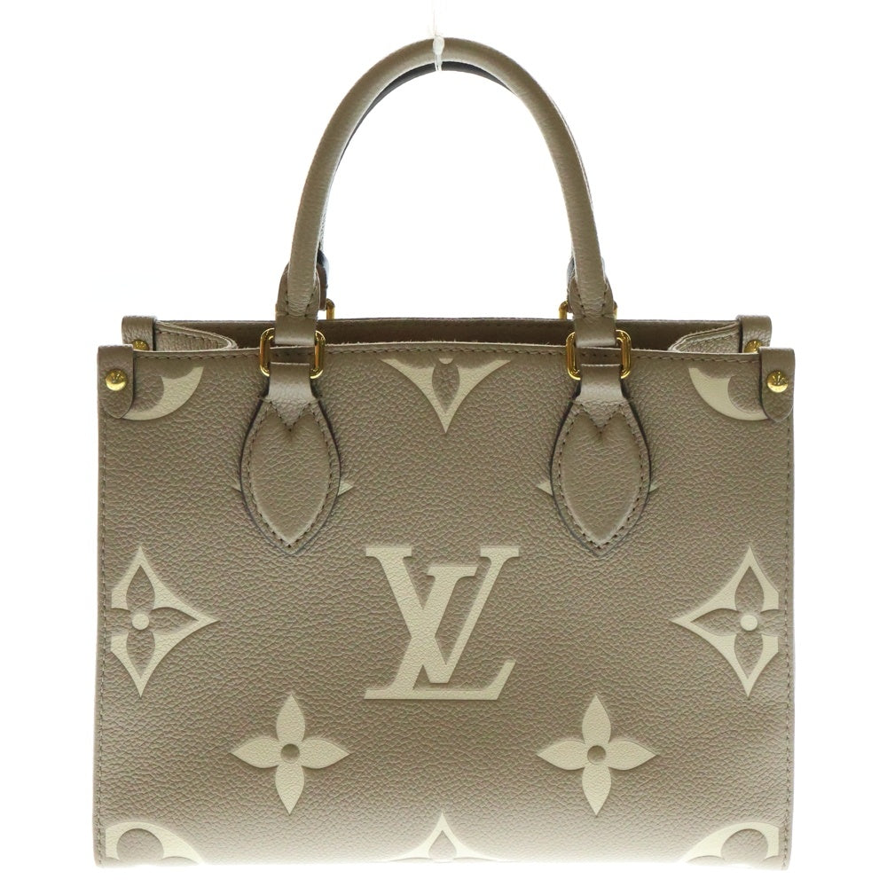 LOUIS VUITTON(ルイヴィトン) オンザゴーPM モノグラム アンプラント トゥルトレール クレーム レザー 2WAY ハンド ショルダーバッグ ゴールド金具 ベージュ M45779