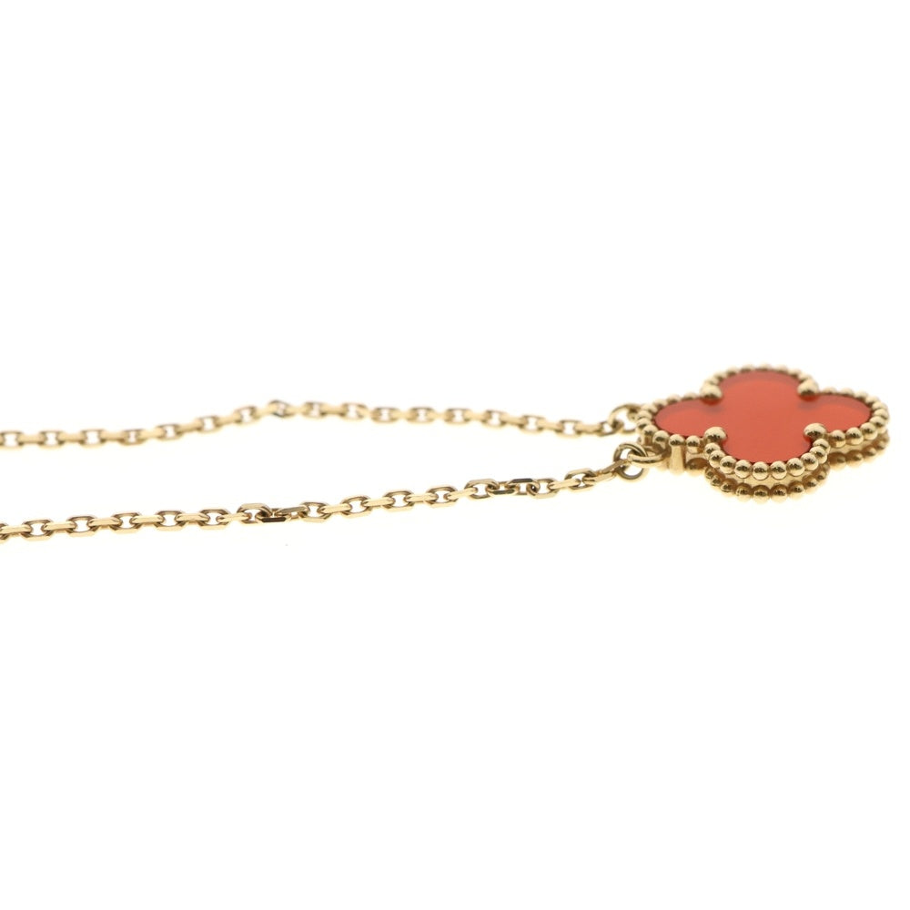 Van Cleef & Arpels(ヴァンクリーフアンドアーペル) ヴィンテージアルハンブラ カーネリアン ネックレス Au750YG イエローゴールド/ワインレッド レディース VCARD38500