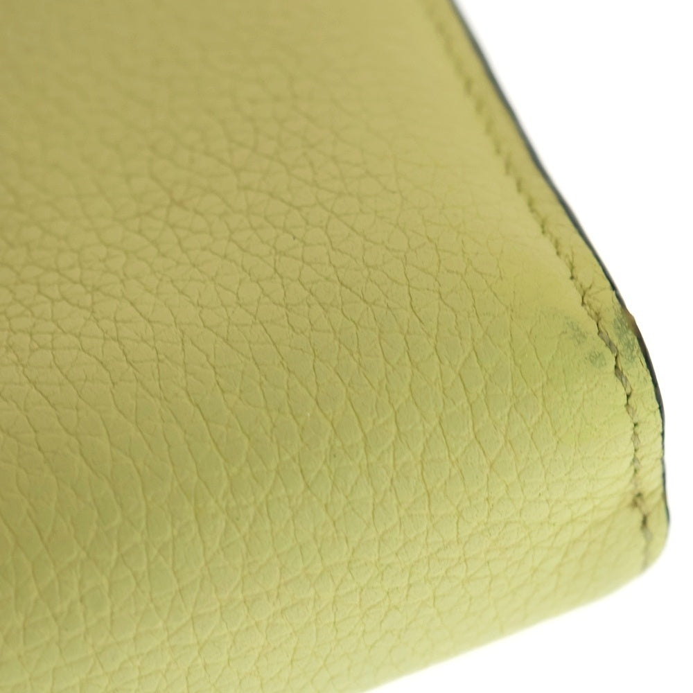 LOEWE(ロエベ) バーティカルウォレット スモール コンパクトウォレット 二つ折り財布 シルバー金具 アナグラム ライトイエロー×ブラウン