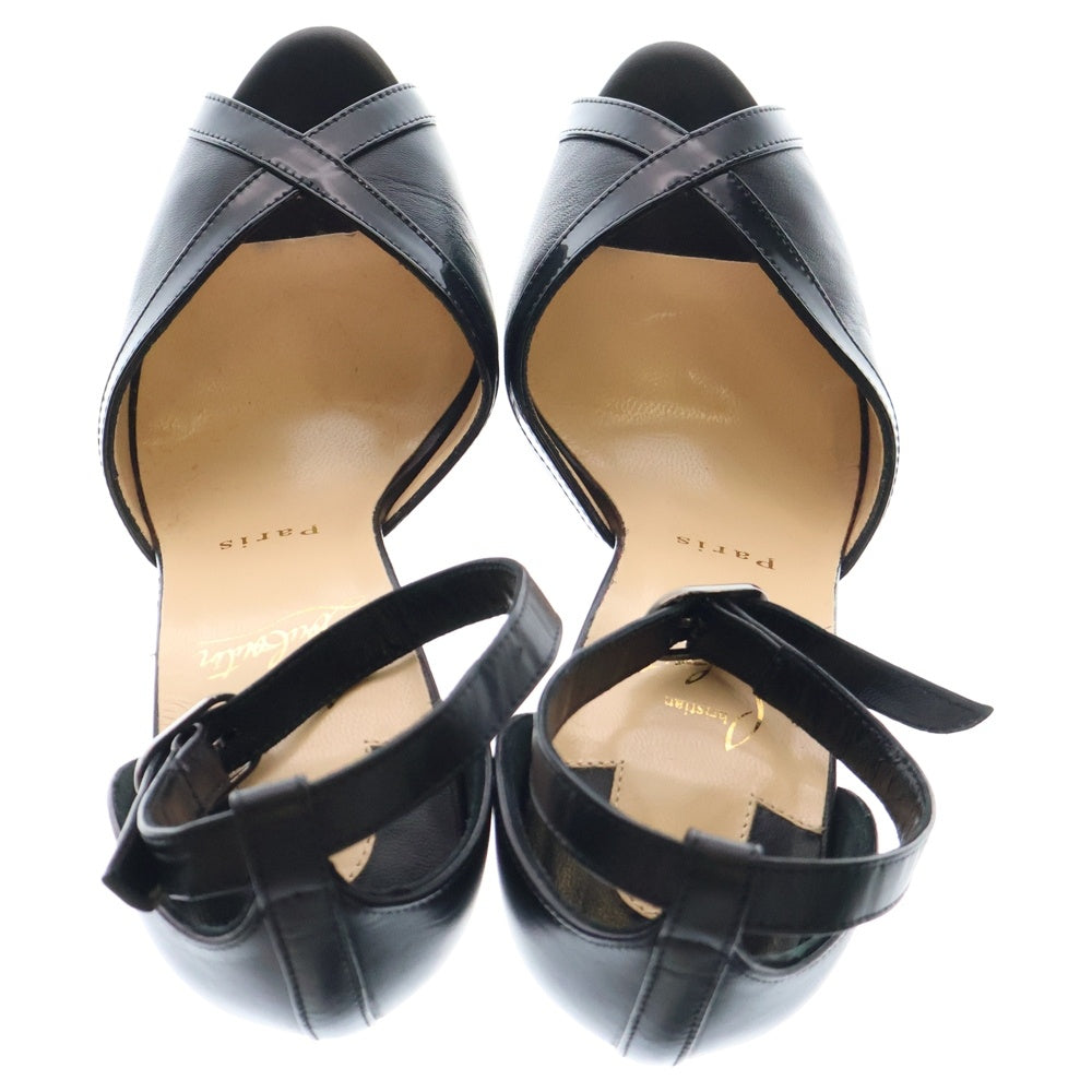 CHRISTIAN LOUBOUTIN(クリスチャンルブタン) パテント コンビレザー ハイヒール ストラップサンダル パンプス ブラック レディース