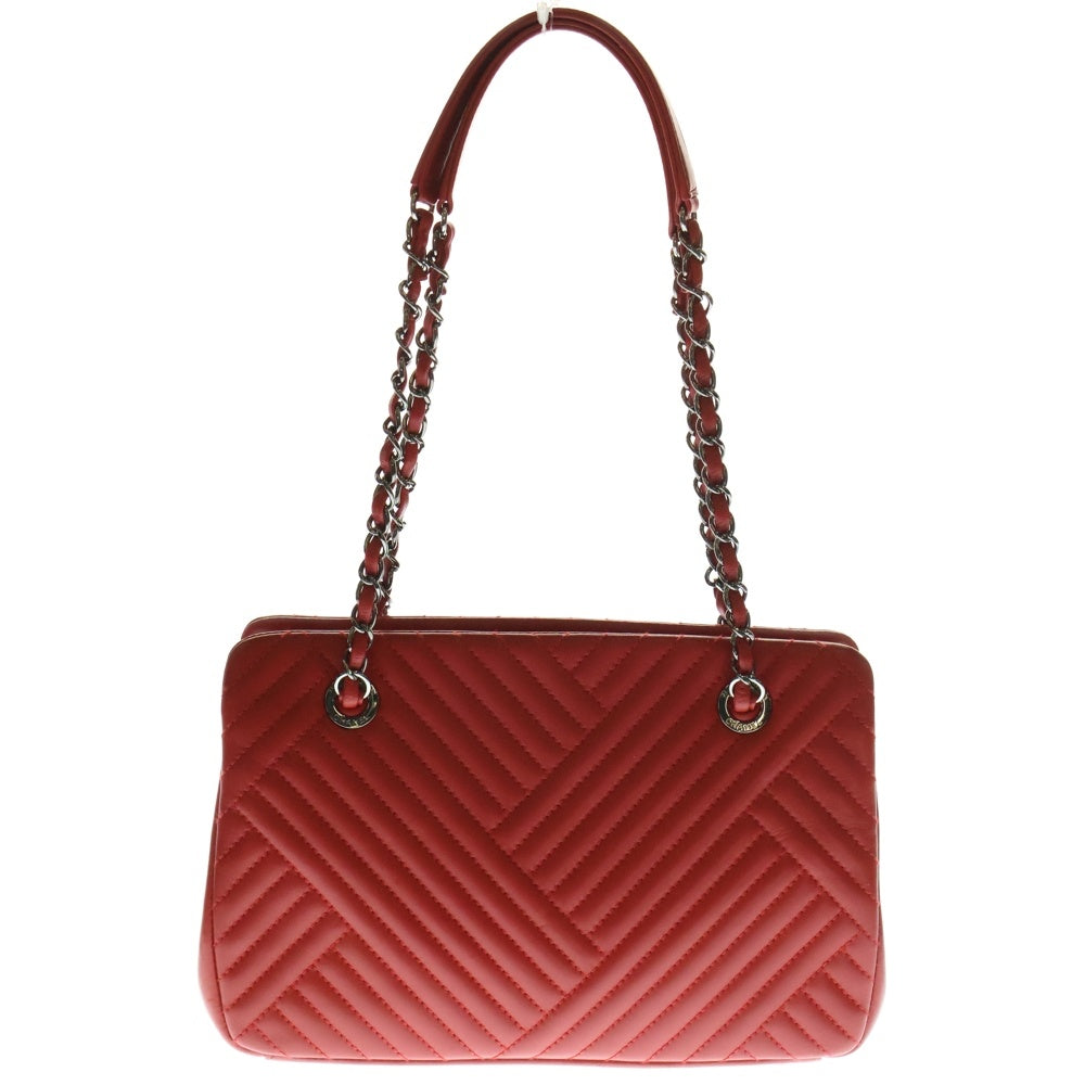 CHANEL(シャネル) チェーンショルダーバッグ ハンドバッグ レッド ココマーク ラムスキン Vステッチ シルバー金具