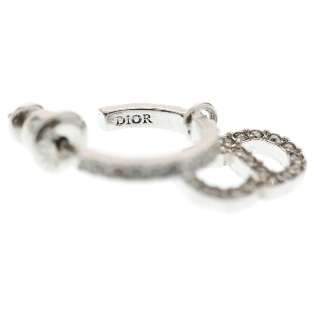Christian Dior(クリスチャンディオール) CDロゴ ラインストーン フープ ドロップピアス シルバー