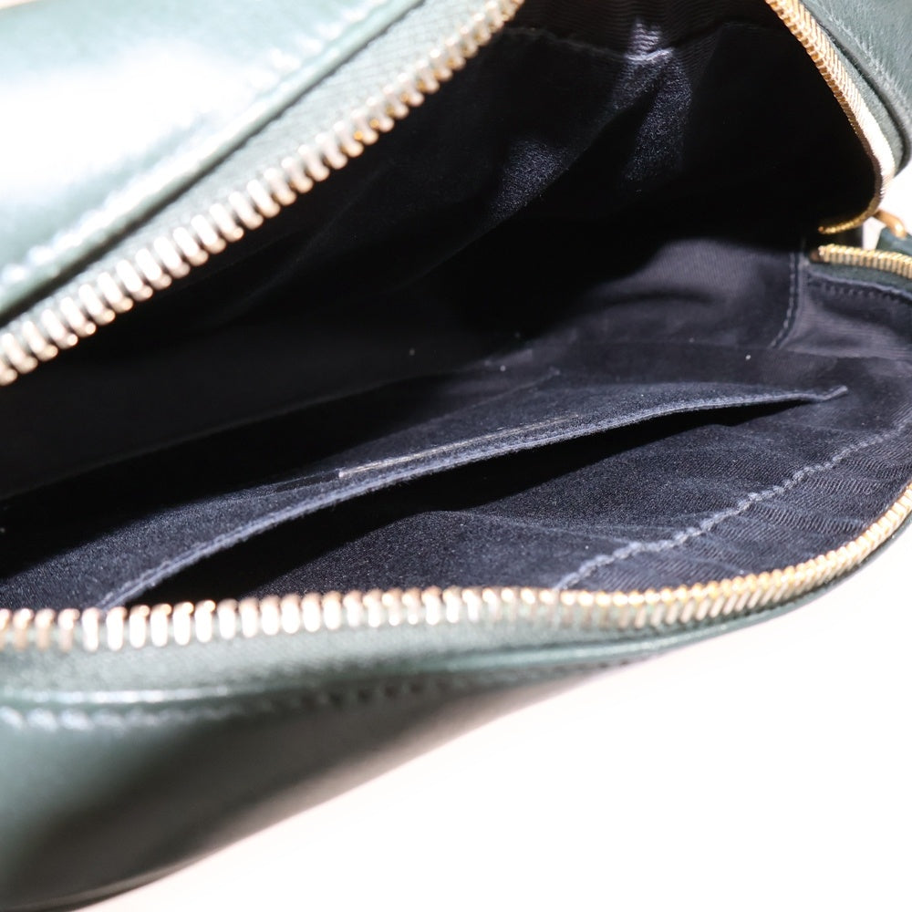 SAINT LAURENT PARIS(サンローランパリ) ルー カメラバッグ カサンドラ ロゴプレート Vステッチ レザー ショルダーバッグ ゴールド金具 グリーン 612544