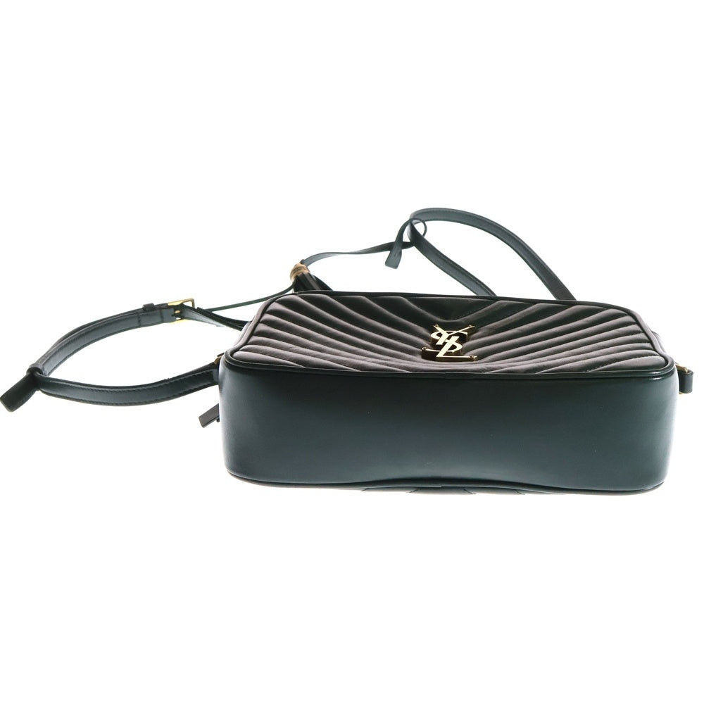 SAINT LAURENT PARIS(サンローランパリ) ルー カメラバッグ カサンドラ ロゴプレート Vステッチ レザー ショルダーバッグ ゴールド金具 グリーン 612544
