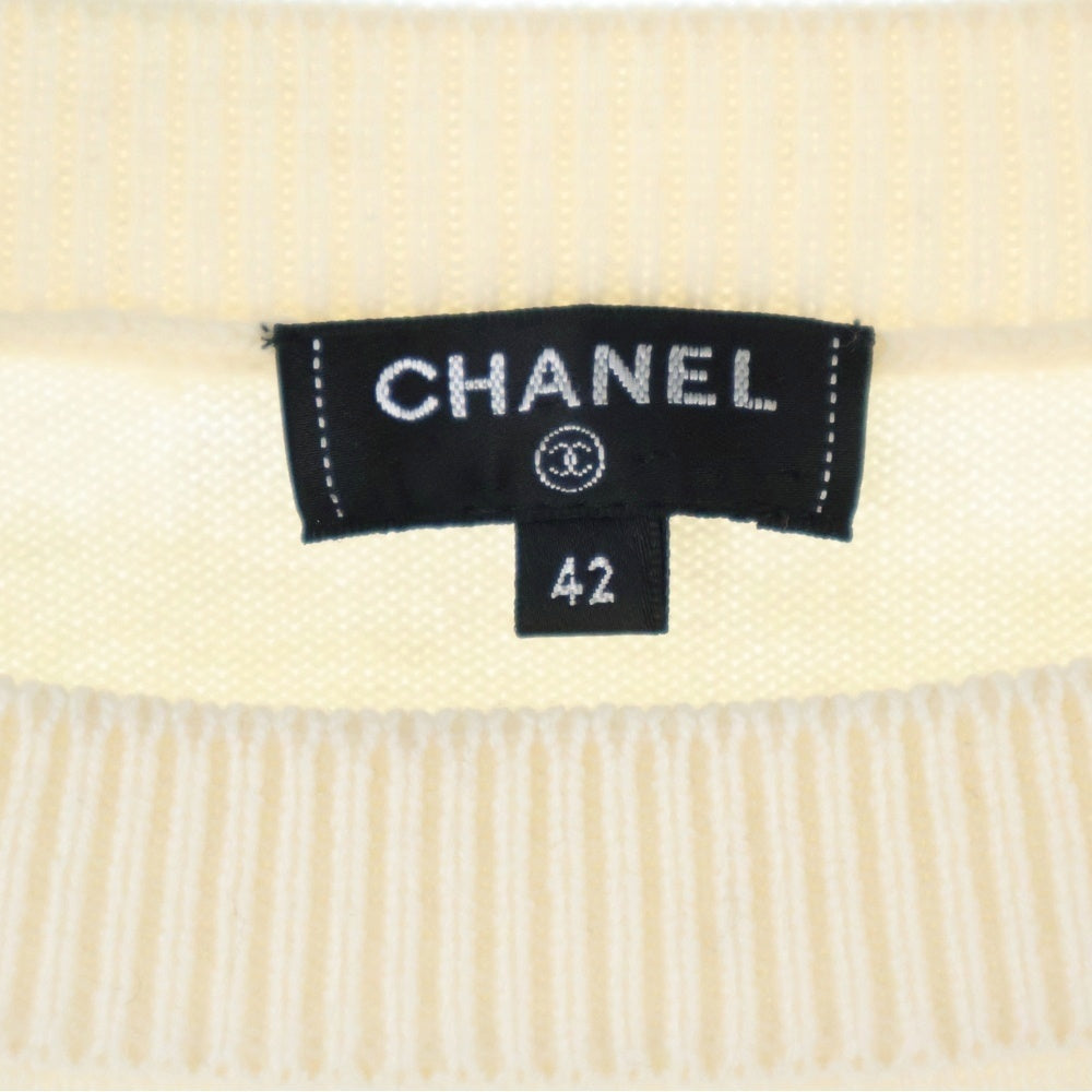 CHANEL(シャネル) LA PAUSA ラパウザ ココマーク ジャガード カシミヤ クルーネック ロングスリーブ 長袖ニット セーター アイボリー レディース P60447K46038