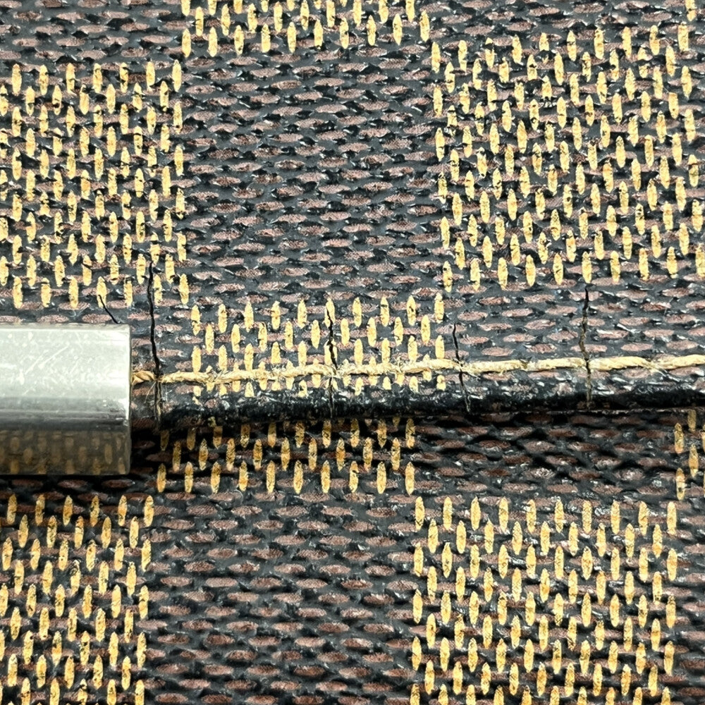 LOUIS VUITTON(ルイヴィトン) ホクストンPM ダミエ エベヌ ロゴプレート PVC レザー ショルダーバッグ ゴールド/シルバー金具 ブラウン N41257 レディース