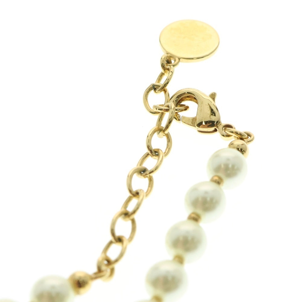 Christian Dior(クリスチャンディオール) CDアイコンロゴ フェイクパールネックレス チョーカー ホワイト×ゴールド GP