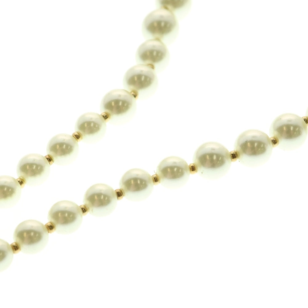 Christian Dior(クリスチャンディオール) CDアイコンロゴ フェイクパールネックレス チョーカー ホワイト×ゴールド GP