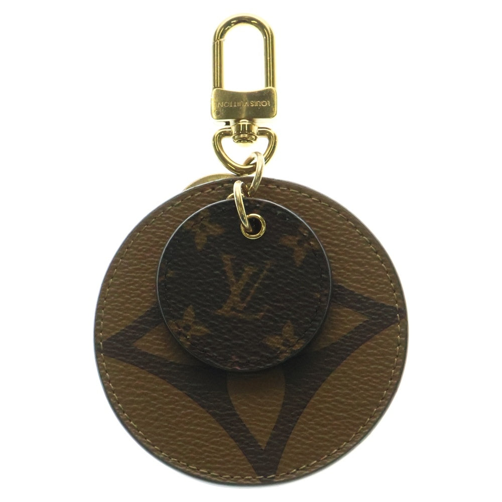 LOUIS VUITTON(ルイヴィトン) モノグラムジャイアントリバース ポルトクレ・イリュストレ キーリング バッグチャーム キーホルダー ブラウン ゴールド金具 レザー M69317