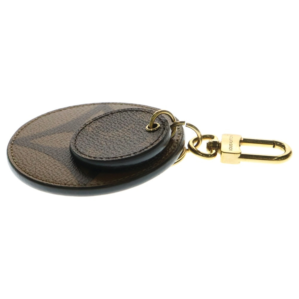 LOUIS VUITTON(ルイヴィトン) モノグラムジャイアントリバース ポルトクレ・イリュストレ キーリング バッグチャーム キーホルダー ブラウン ゴールド金具 レザー M69317