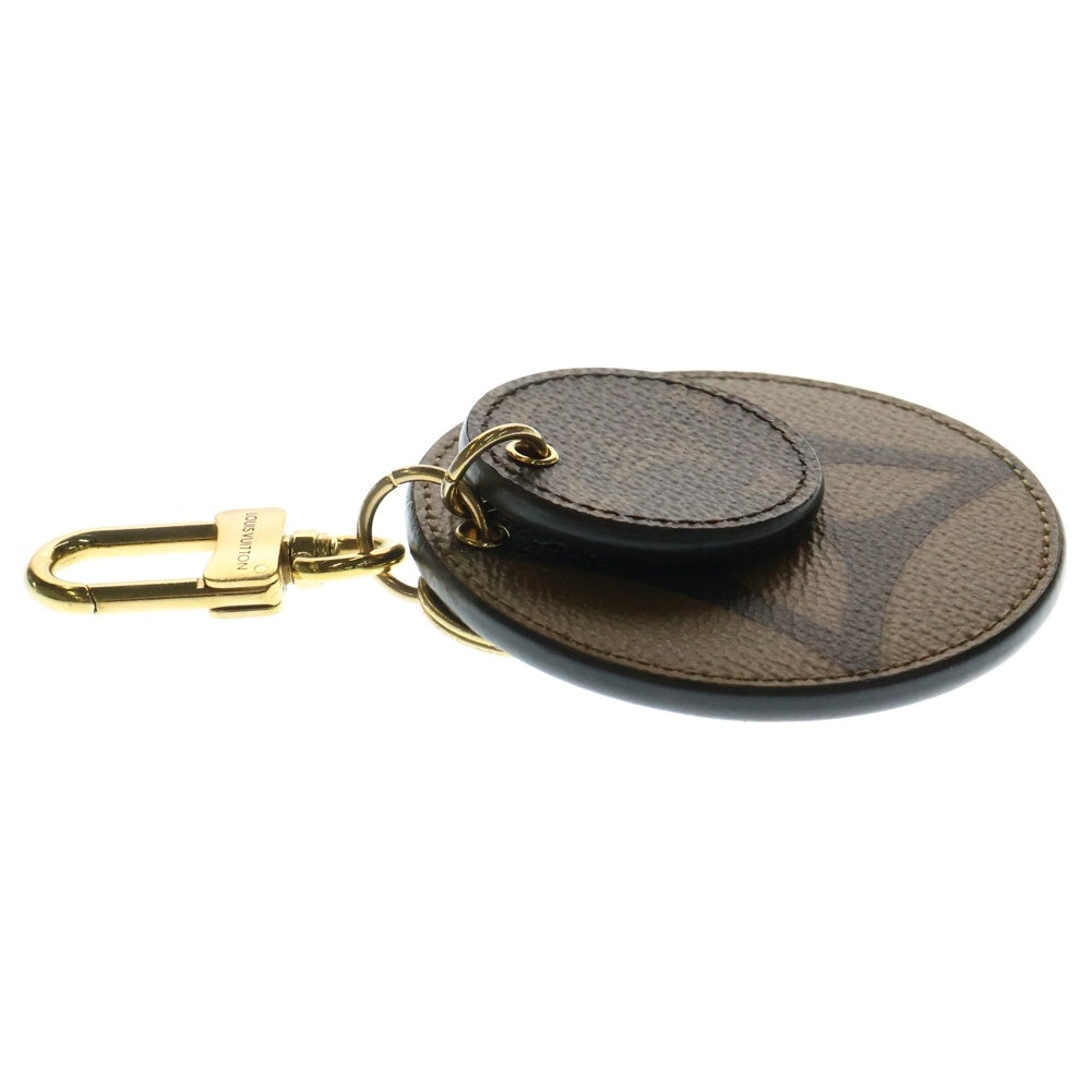 LOUIS VUITTON(ルイヴィトン) モノグラムジャイアントリバース ポルトクレ・イリュストレ キーリング バッグチャーム キーホルダー ブラウン ゴールド金具 レザー M69317