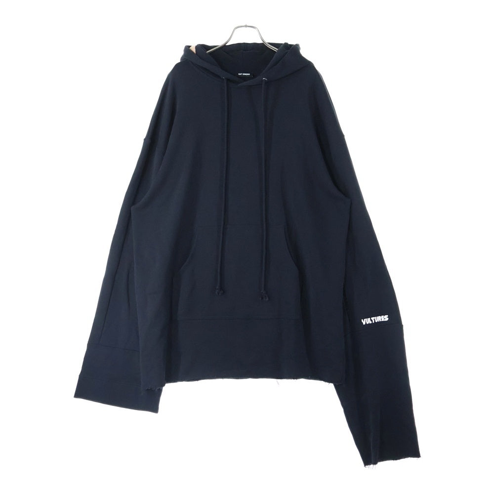 RAF SIMONS(ラフシモンズ) 17SS Asymmetric oversized Vultures cape hoodie アシンメトリック オーバーサイズ ヴァルチャーズ ケープ プルオーバースウェットパーカー ブラック 171.185