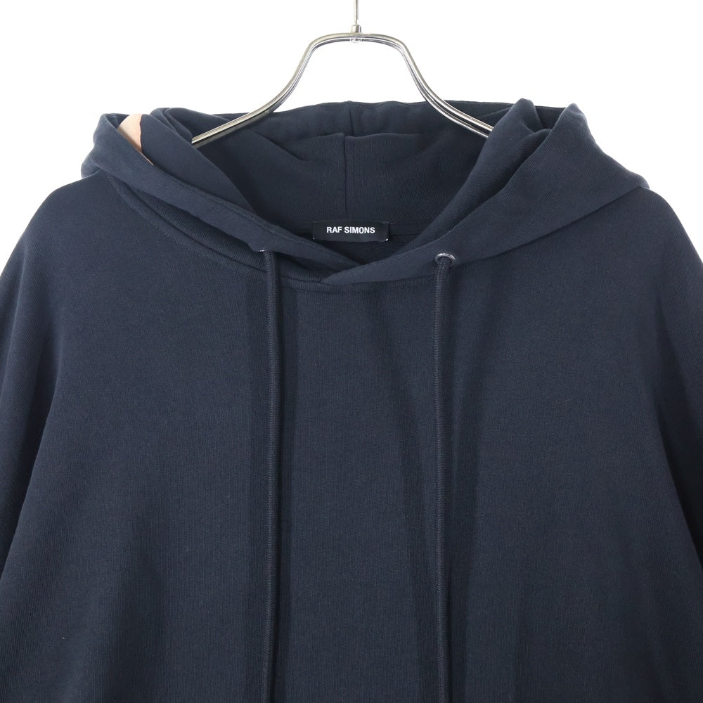 RAF SIMONS(ラフシモンズ) 17SS Asymmetric oversized Vultures cape hoodie アシンメトリック オーバーサイズ ヴァルチャーズ ケープ プルオーバースウェットパーカー ブラック 171.185