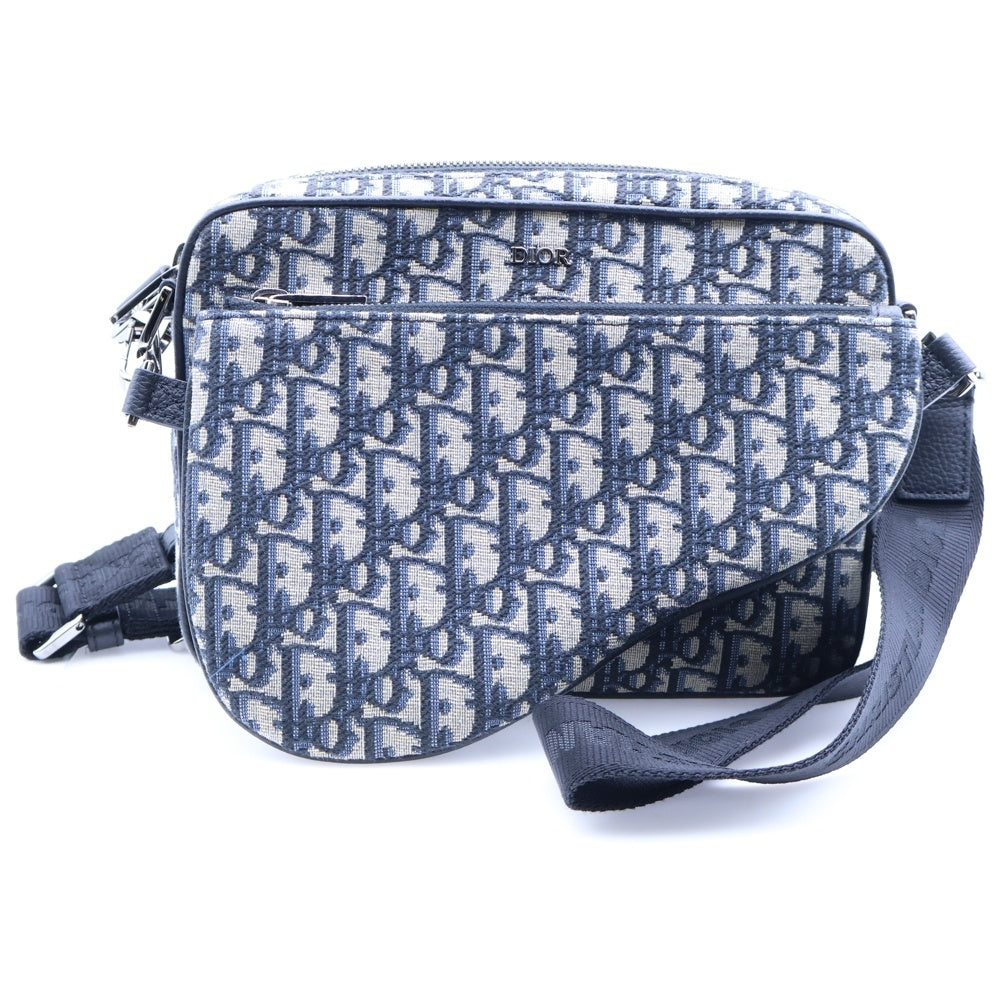 Christian Dior(クリスチャンディオール) ショルダーバッグ SADDLE 3-IN-1 サドル スリーインワン オブリーク ジャガード ネイビー シルバー金具 1ADPO276YKY