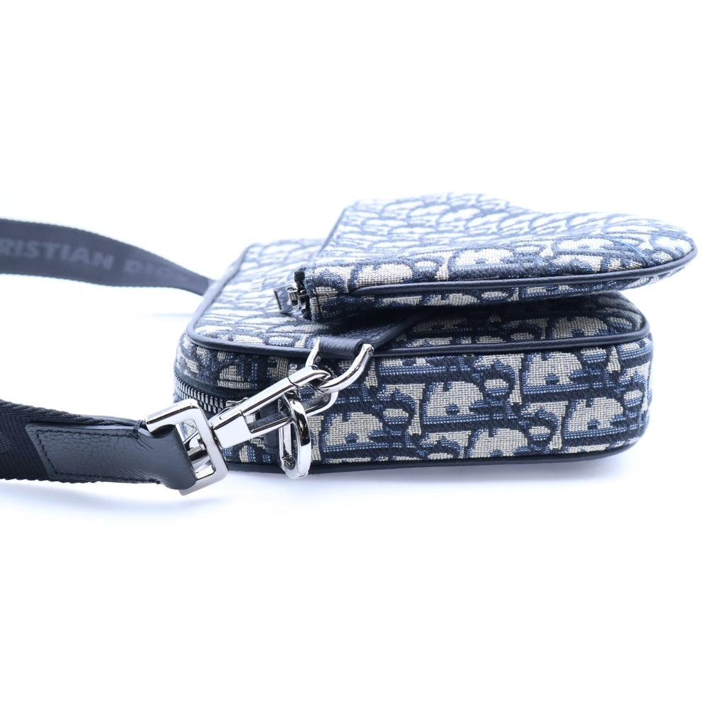 Christian Dior(クリスチャンディオール) ショルダーバッグ SADDLE 3-IN-1 サドル スリーインワン オブリーク ジャガード ネイビー シルバー金具 1ADPO276YKY