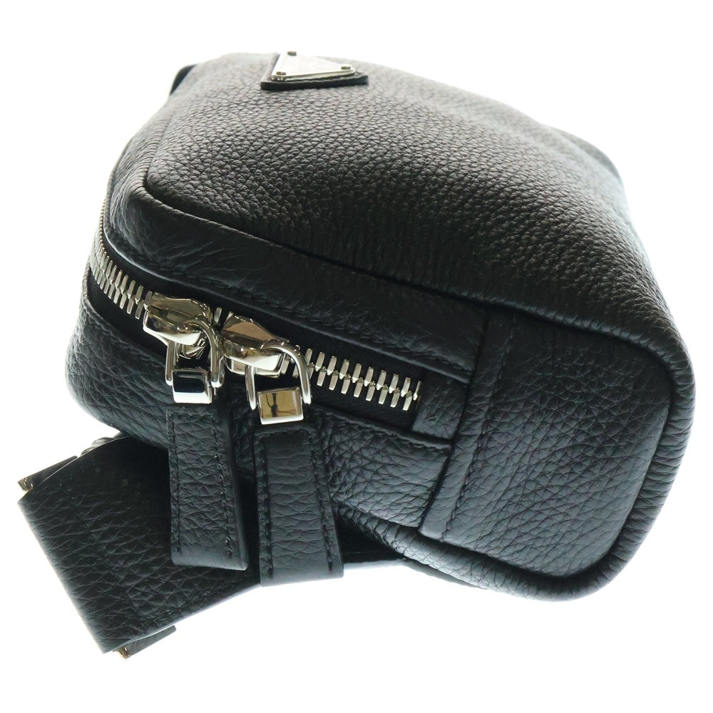 PRADA(プラダ) トライアングルロゴ ヴィッテロダイノ レザーボディバッグ ウエストバッグ ブラック 2VH184 レディース