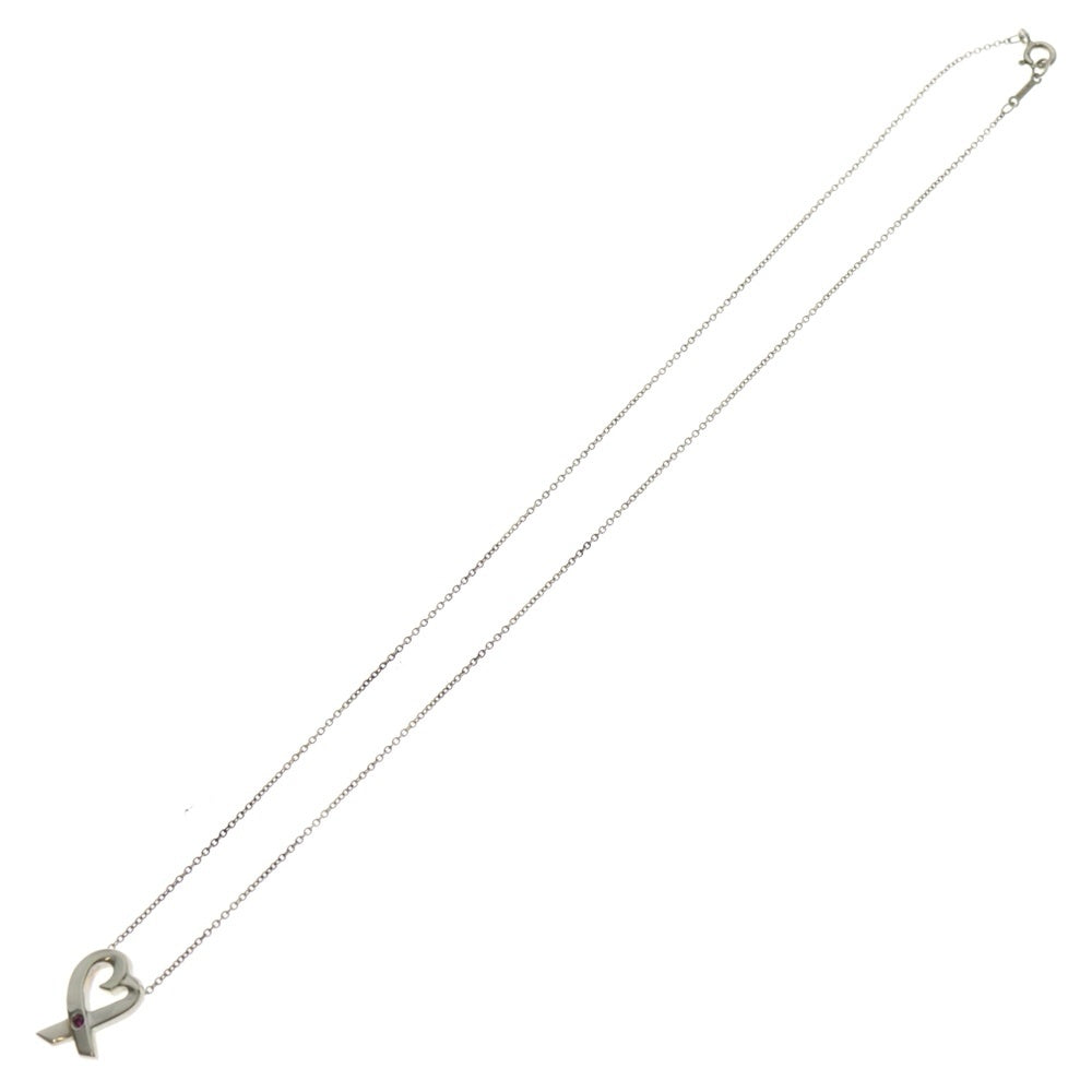 TIFFANY&Co(ティファニー) パロマピカソ ラビングハート 1Pピンクサファイア付チェーンネックレス SV925 シルバー レディース