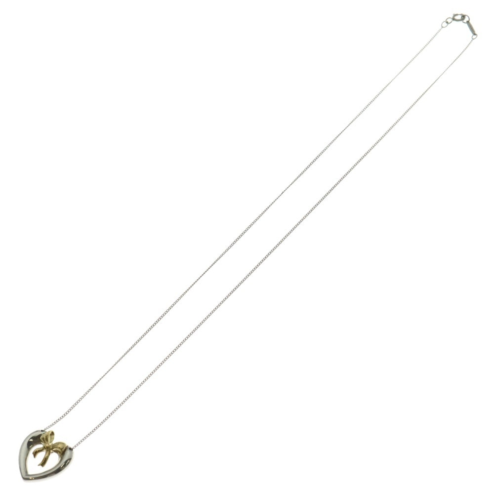 TIFFANY&Co(ティファニー) ハートリボンネックレス ペンダント チェーン シルバー×ゴールド SV925/K18 4.8g