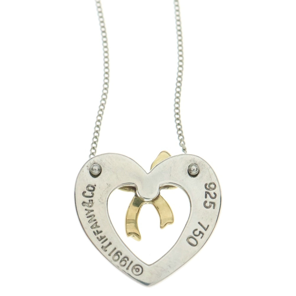 TIFFANY&Co(ティファニー) ハートリボンネックレス ペンダント チェーン シルバー×ゴールド SV925/K18 4.8g
