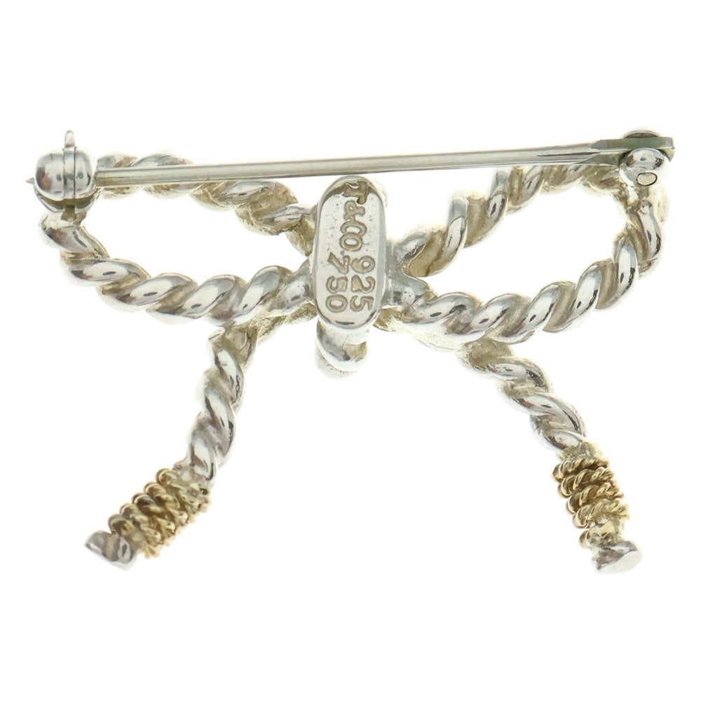 TIFFANY&Co(ティファニー) リボン ブローチ ピンバッジ シルバー×ゴールド