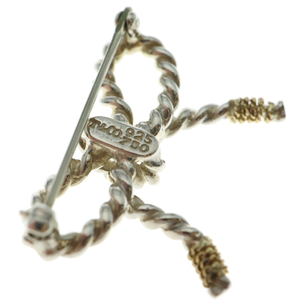 TIFFANY&Co(ティファニー) リボン ブローチ ピンバッジ シルバー×ゴールド