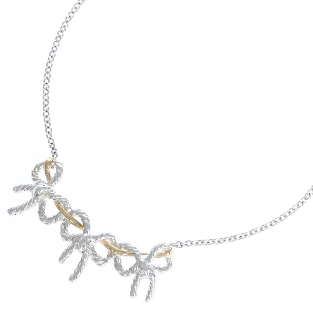 TIFFANY&Co(ティファニー) トリプルリボン ネックレス ペンダント チェーン シルバー×ゴールド SV925/K18 5.7g