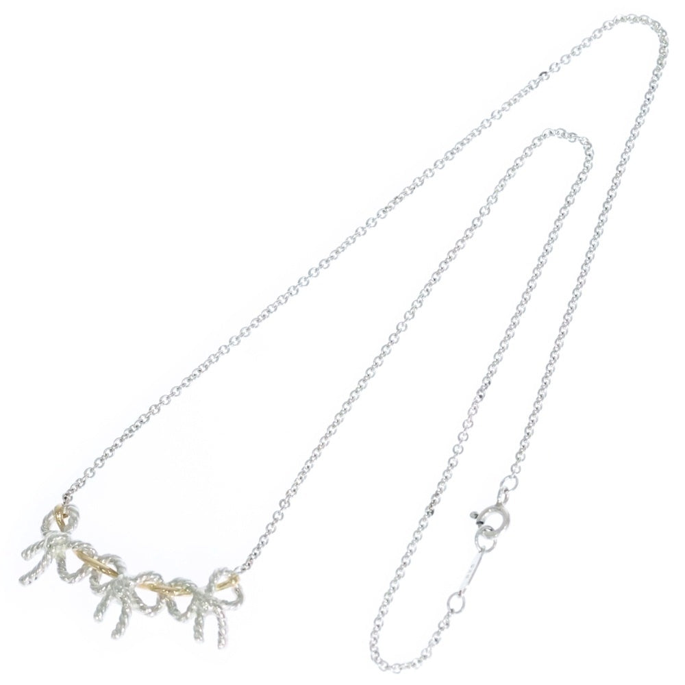 TIFFANY&Co(ティファニー) トリプルリボン ネックレス ペンダント チェーン シルバー×ゴールド SV925/K18 5.7g