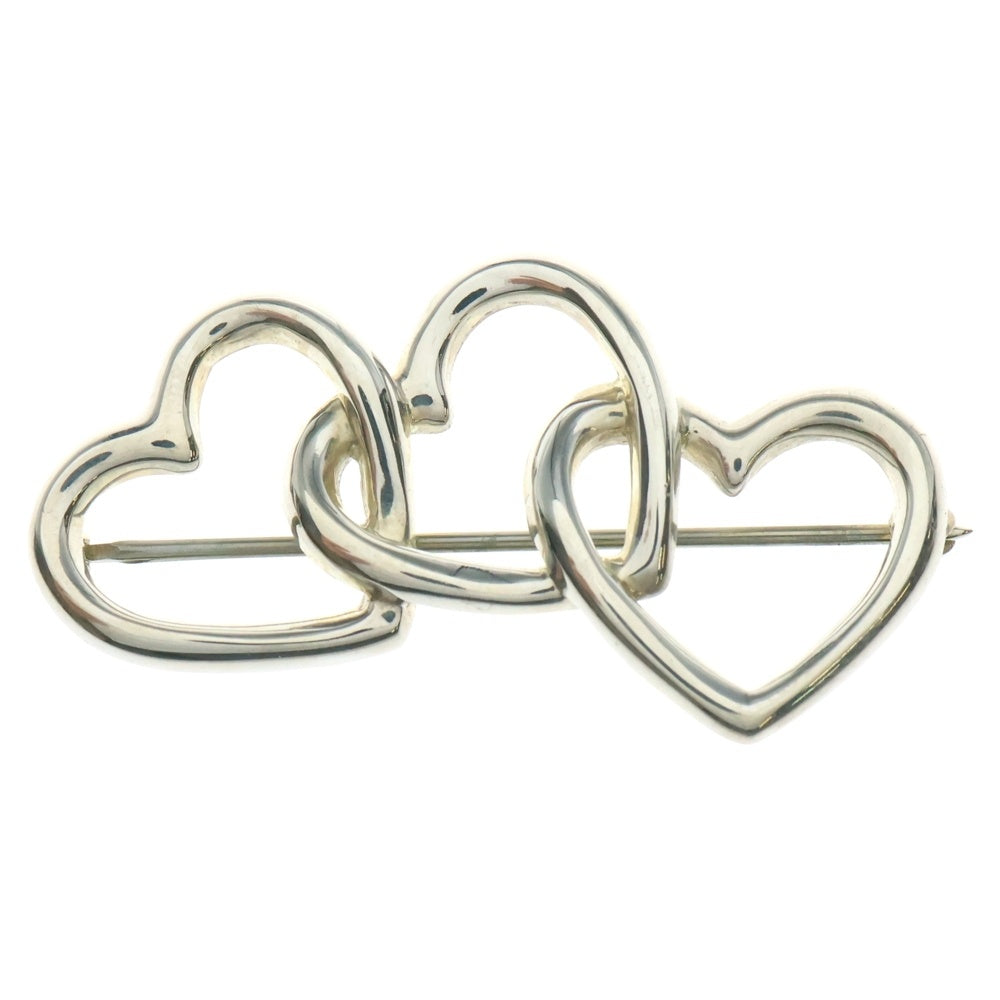 美品 ティファニー トリプルハート ブローチ ピンバッジ シルバー 925 TIFFANY&Co(ティファニー) トリプルハート ブローチ ピンバッジ