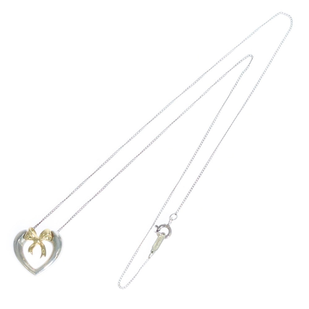 TIFFANY&Co(ティファニー) ハートリボンネックレス ペンダント チェーン シルバー×ゴールド