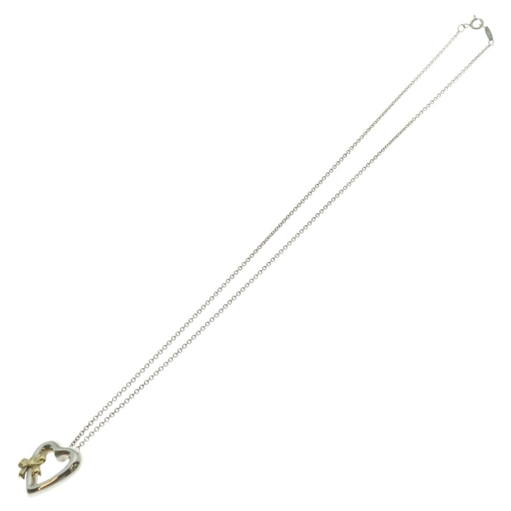 TIFFANY&Co(ティファニー) ハートリボンネックレス ペンダント チェーン シルバー×ゴールド SV925/K18 5.4g