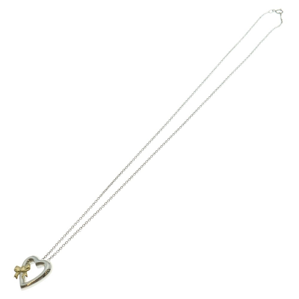 TIFFANY&Co(ティファニー) ハートリボンネックレス ペンダント チェーン シルバー×ゴールド SV925/K18 5.5g