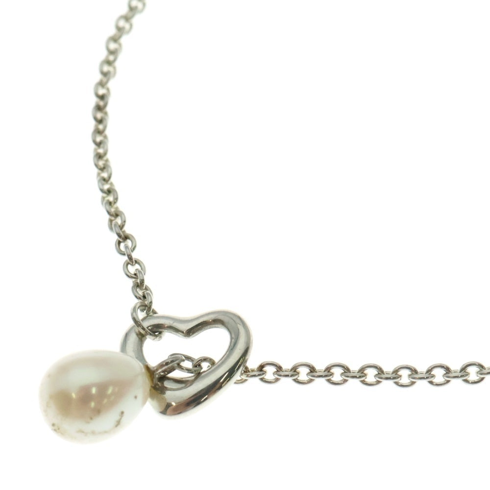 TIFFANY&Co(ティファニー) オープンハートラリアットパール チェーンネックレス SV925 シルバー レディース