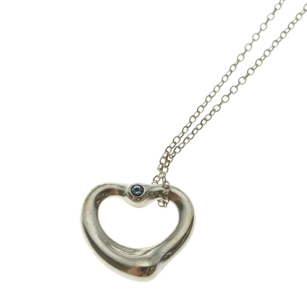 TIFFANY&Co(ティファニー) オープンハート 1Pサファイア付チェーンネックレス SV925 シルバー レディース