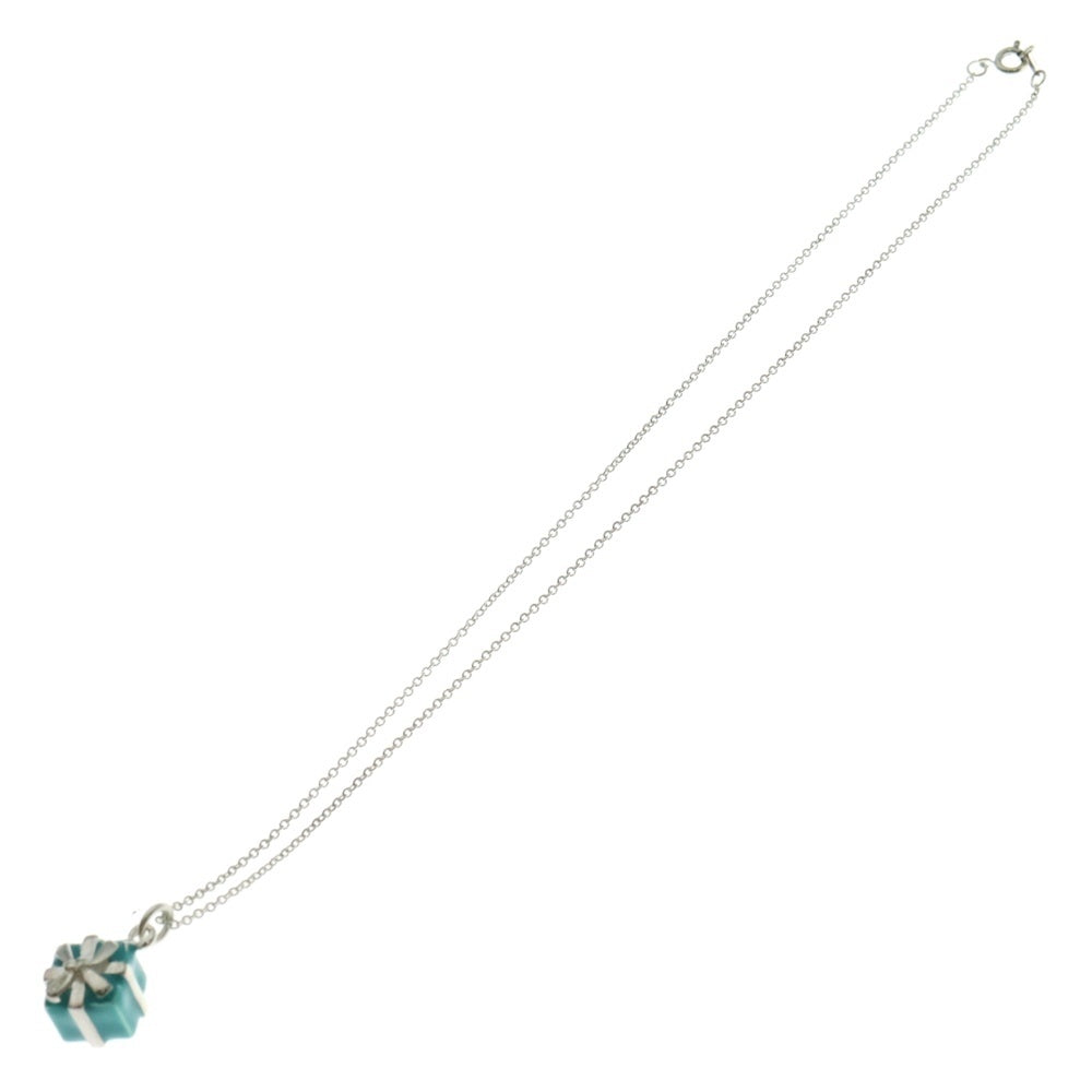 TIFFANY&Co(ティファニー) プレゼントボックス ネックレス ペンダント チェーン シルバー×ティファニーブルー SV925 11.1g