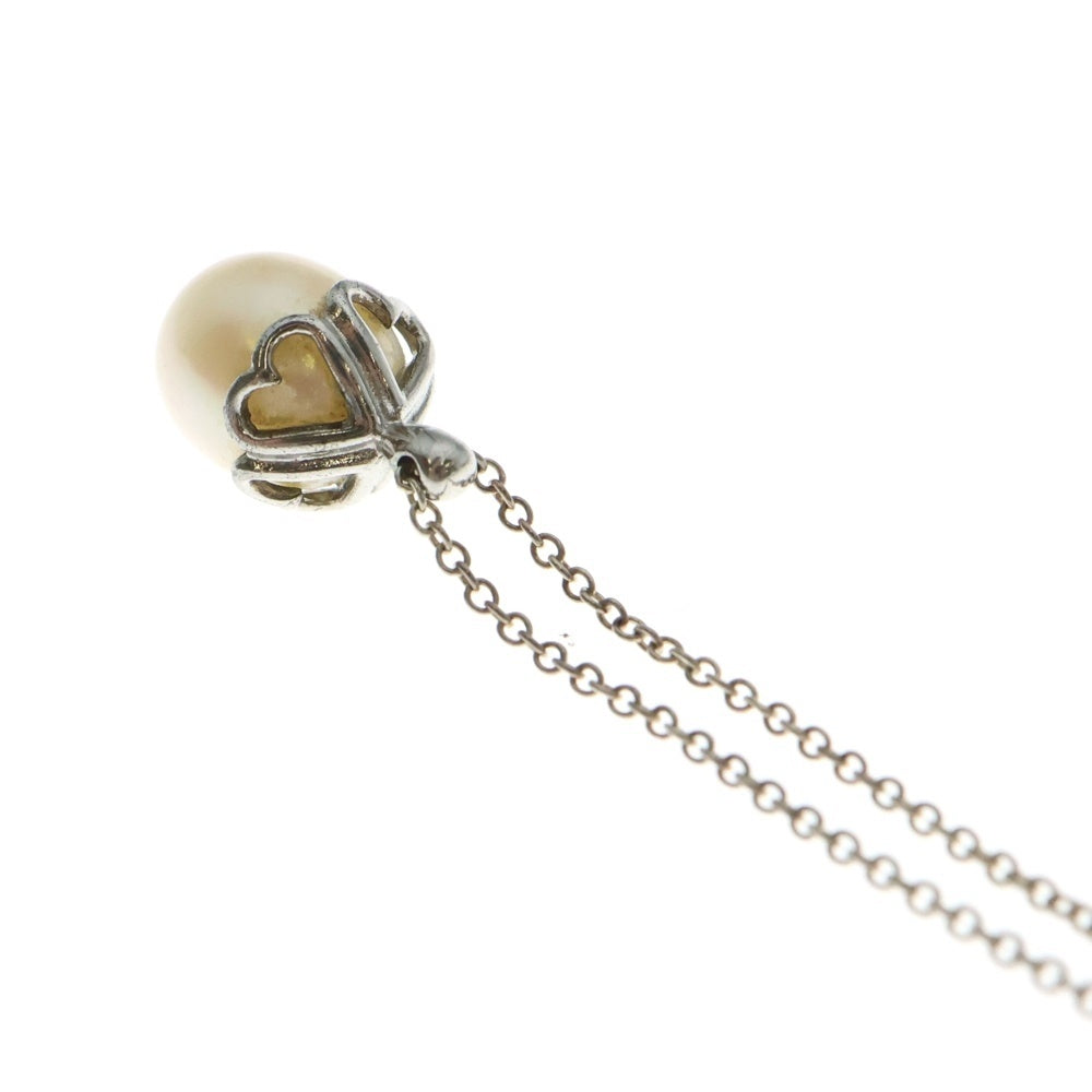 TIFFANY&Co(ティファニー) パール ハートクローバー ネックレス ペンダント シルバー チェーン ホワイト SV925 2.4g