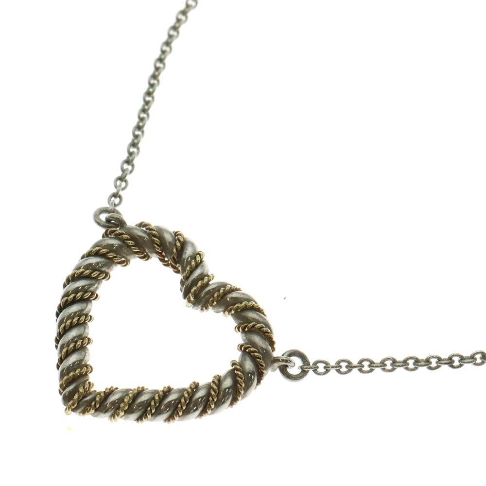 TIFFANY&Co(ティファニー) ツイストハート ネックレス ペンダント チェーン シルバー×ゴールド SV925/K18 6.6g