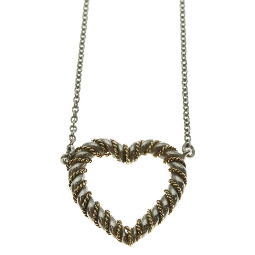 TIFFANY&Co(ティファニー) ツイストハート ネックレス ペンダント チェーン シルバー×ゴールド SV925/K18 6.6g