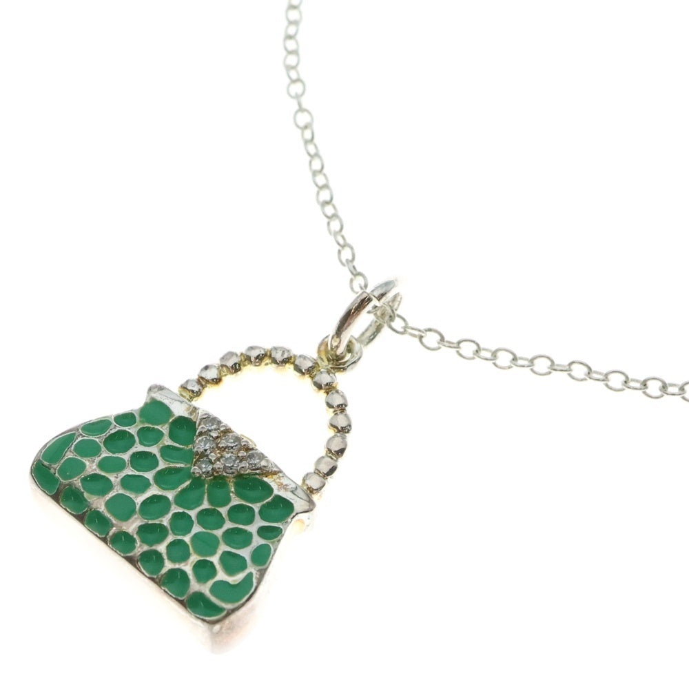 TIFFANY&Co(ティファニー) バッグモチーフ ネックレス ペンダント チェーン シルバー×エメラルドグリーン
