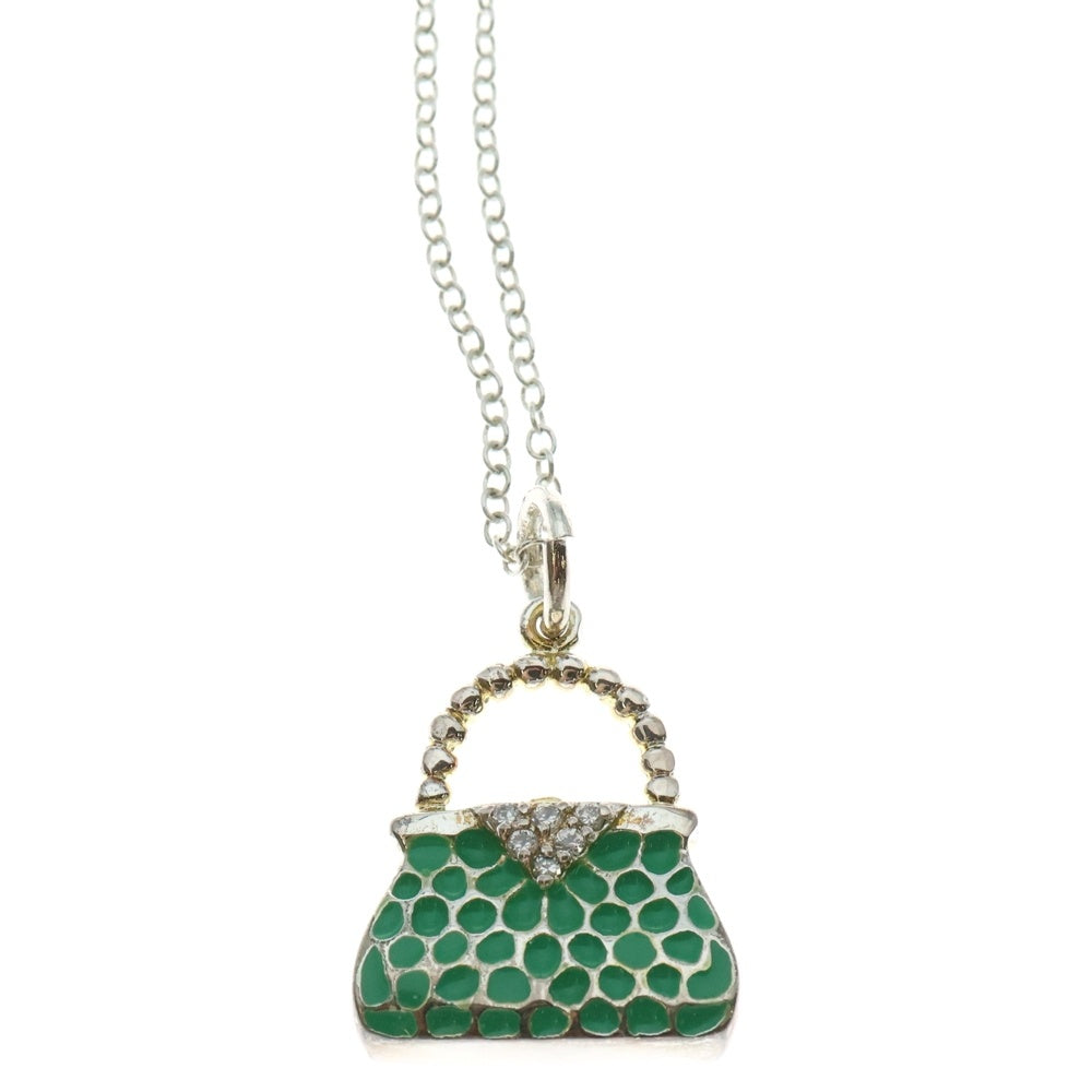 TIFFANY&Co(ティファニー) バッグモチーフ ネックレス ペンダント チェーン シルバー×エメラルドグリーン