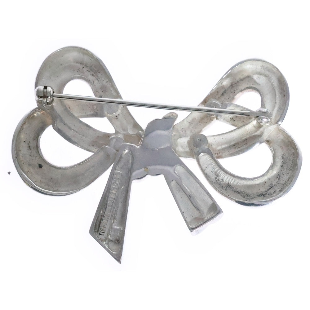 TIFFANY&Co(ティファニー) リボンモチーフ ブローチ バッジ シルバー×ゴールド