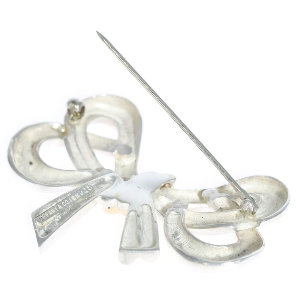 TIFFANY&Co(ティファニー) リボンモチーフ ブローチ バッジ シルバー×ゴールド