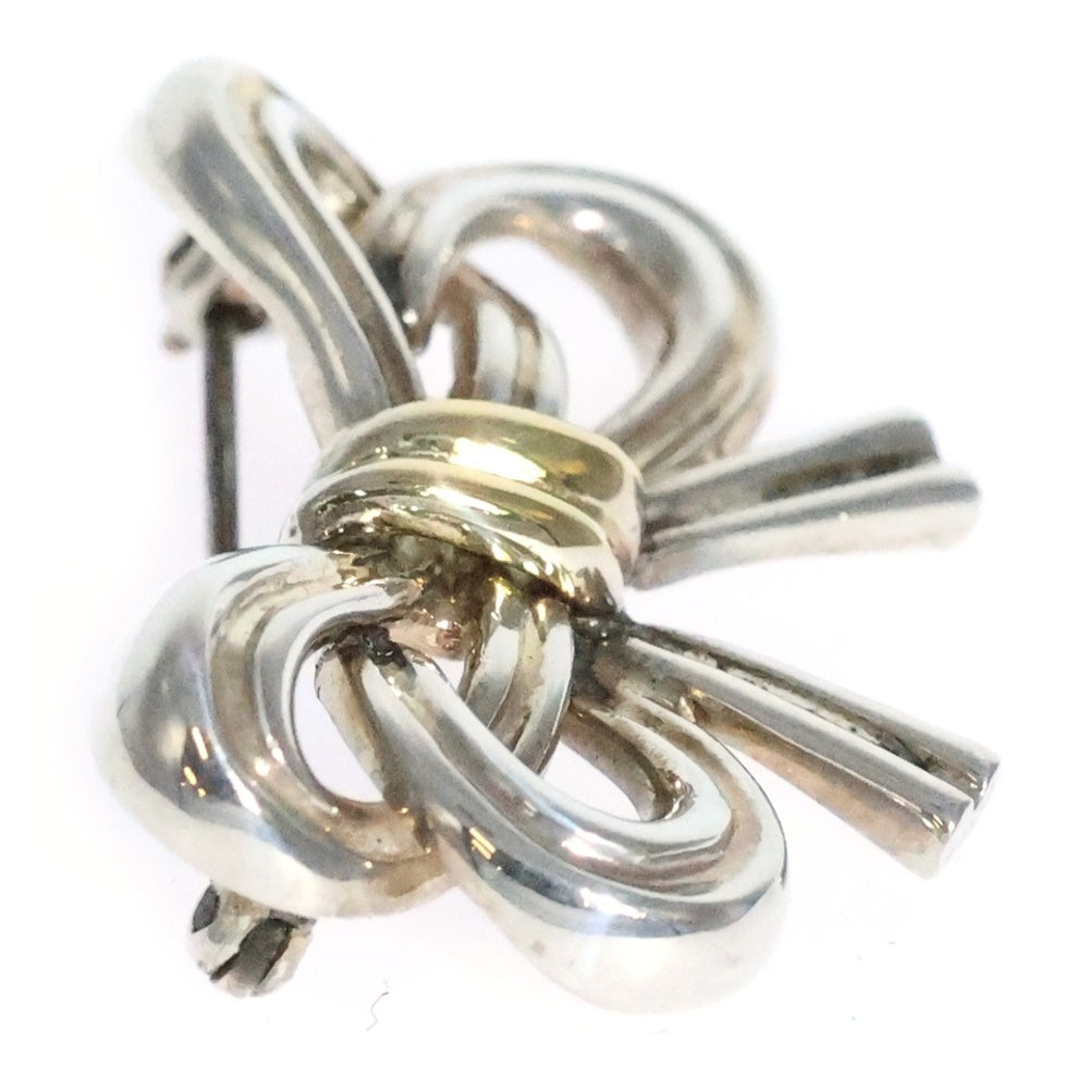 TIFFANY&Co(ティファニー) リボンモチーフ ブローチ ピンバッジ シルバー×ゴールド