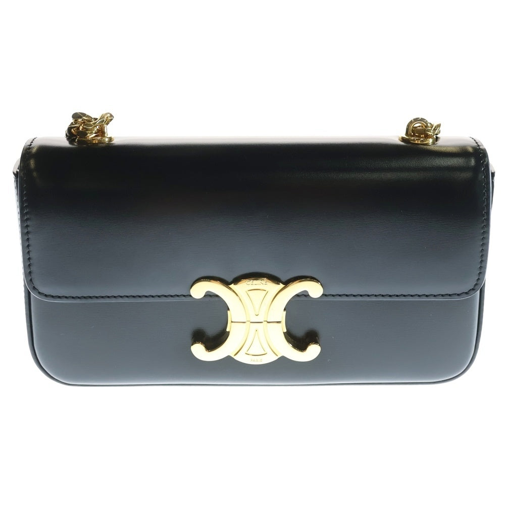 CELINE(セリーヌ) トリオンフ クロード シャイニーカーフスキン レザーチェーンショルダーバッグ ブラック レディース 115203BF4.38NO