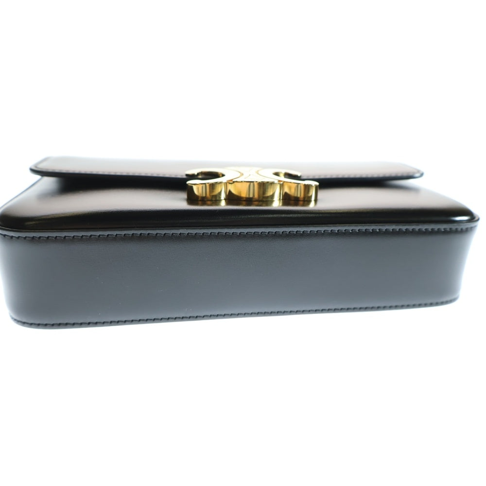 CELINE(セリーヌ) トリオンフ クロード シャイニーカーフスキン レザーチェーンショルダーバッグ ブラック レディース 115203BF4.38NO