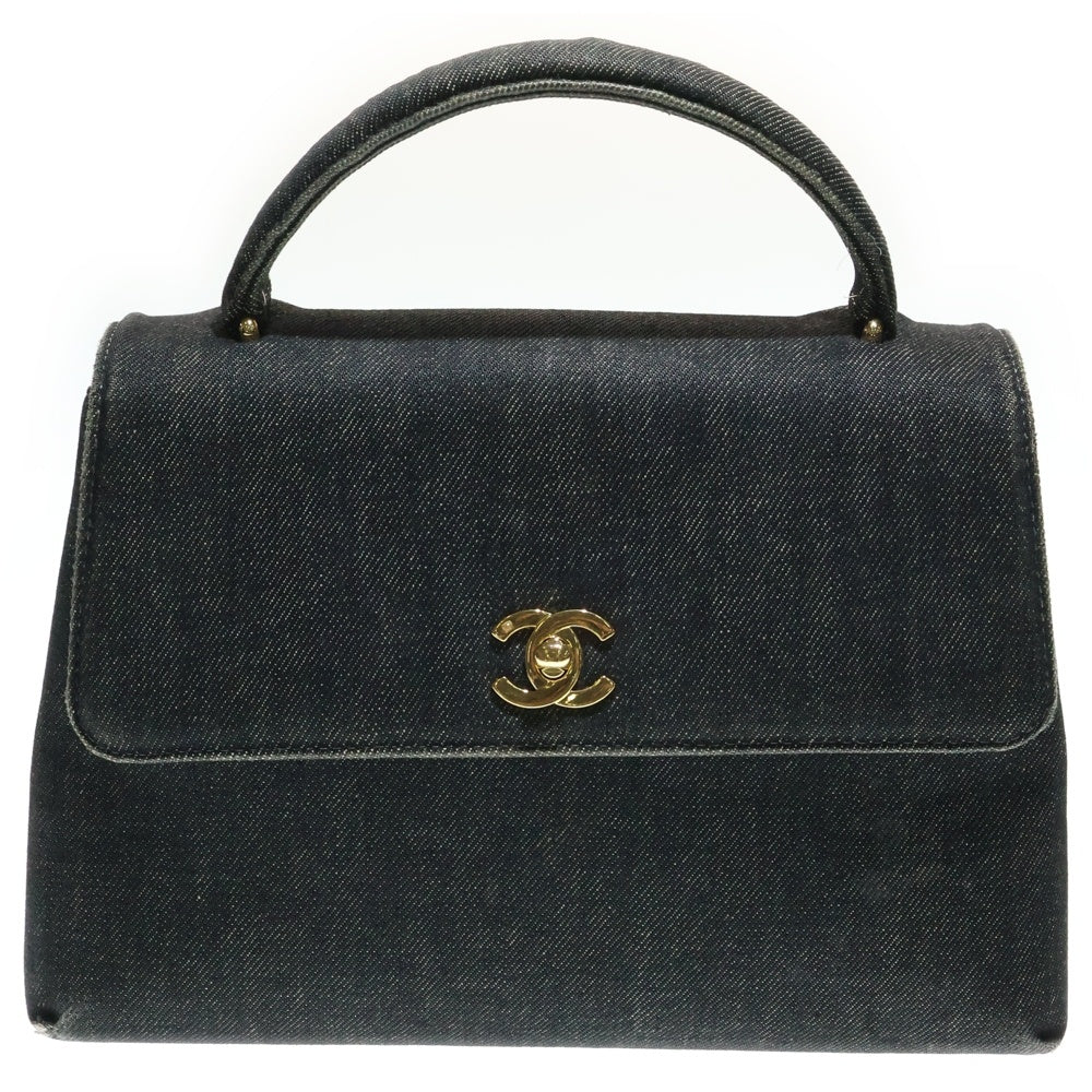 CHANEL(シャネル) ココマーク トップハンドル25 デニムケリーバッグ ハンドバッグ ブラック レディース
