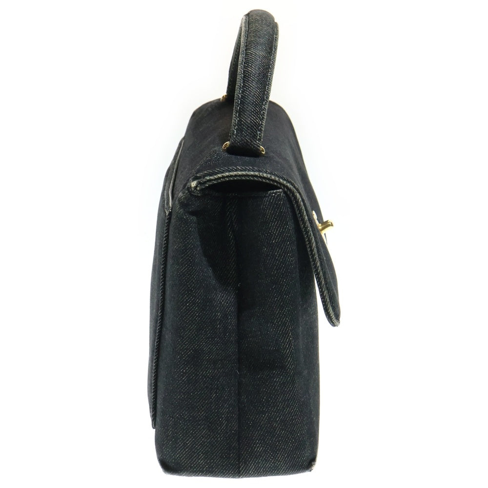 CHANEL(シャネル) ココマーク トップハンドル25 デニムケリーバッグ ハンドバッグ ブラック レディース