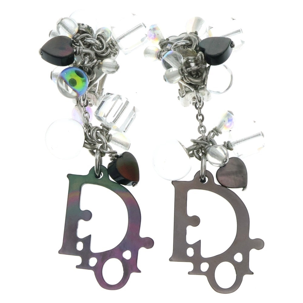 Christian Dior(クリスチャンディオール) シェル ロゴ ビーズ付イヤリング シルバー レディース