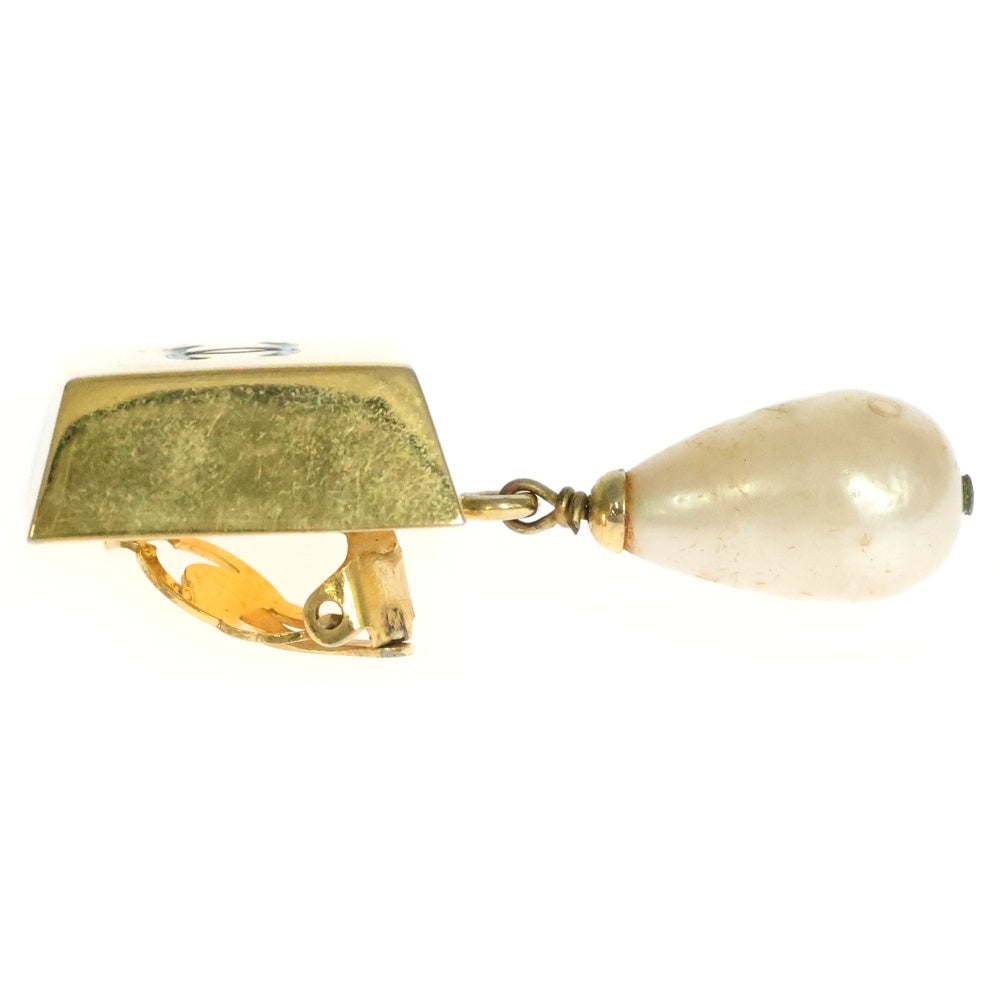 CHANEL(シャネル) ココマーク スクエアブロックフェイクパール付イヤリング ゴールド レディース